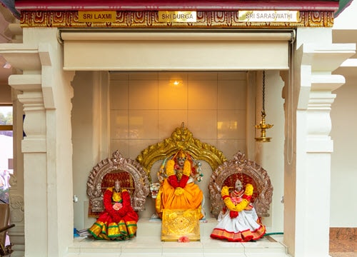 Goddesses Sri Durga Sri Saraswati and Sri Lakshmi